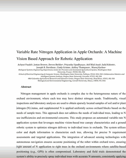 Autonomous variable-rate nitrogen robot (video)